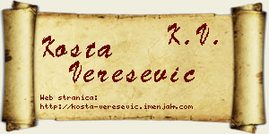 Kosta Verešević vizit kartica